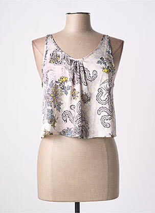 Top coupe cintrée sans manche beige SKINY femme