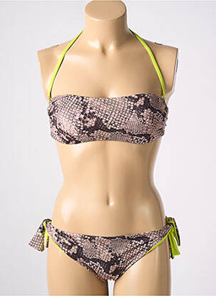 Maillot de bain 2 pièces haut bandeau haut bandeau beige SEGNI D'ACQUA CALVI femme