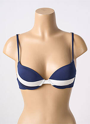 Haut de maillot de bain bretelles élastiquées ajustables bleu HUIT femme