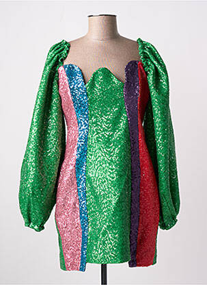 Robe courte fermeture zippée au dos manches longues vert MY BEST FRIENDS femme