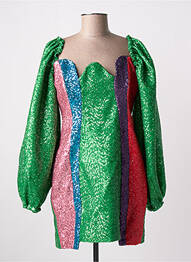 Robe courte fermeture zippée au dos manches longues vert MY BEST FRIENDS femme