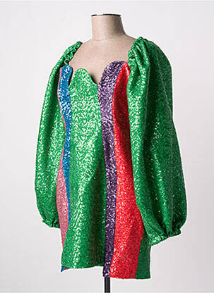 Robe courte fermeture zippée au dos manches longues vert MY BEST FRIENDS femme