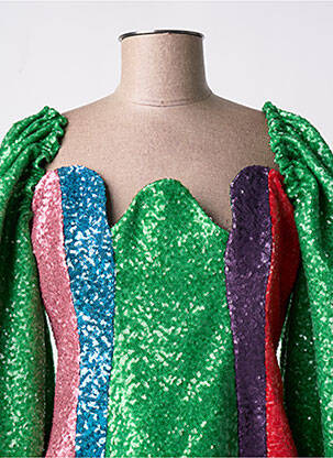 Robe courte fermeture zippée au dos manches longues vert MY BEST FRIENDS femme