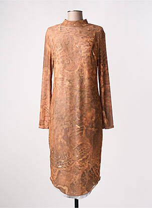 Robe longue manches longues manches longues marron SERAPIS femme