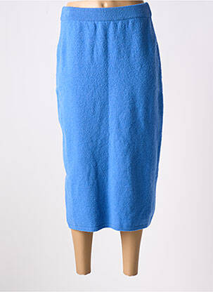 Jupe mi-longue coupe droite bleu NANUSHKA femme
