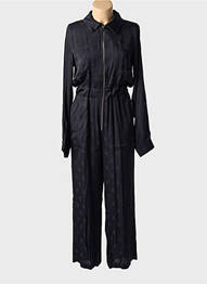 Combi-pantalon col chemisier manches longues noir BRAND UNIQUE femme