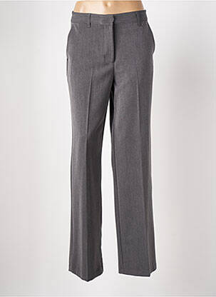 Pantalon droit fermeture zippée sous rabat avec crochet gris DIXIE femme