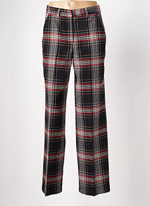 Pantalon droit fermeture zippée sous rabat avec crochet noir DIXIE femme