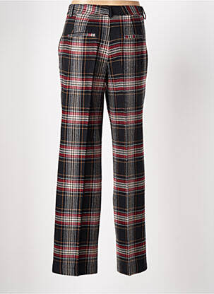 Pantalon droit fermeture zippée sous rabat avec crochet noir DIXIE femme