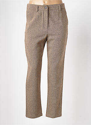 Pantalon droit fermeture zippée sous rabat boutonné beige BRAND UNIQUE femme