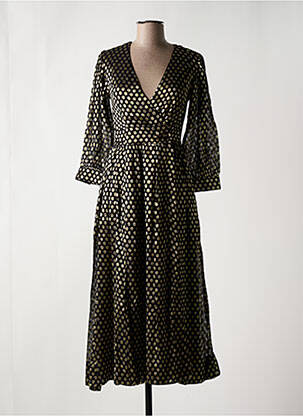 Robe mi-longue manches longues manches longues noir WHITE STUFF femme
