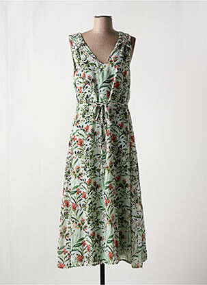 Robe mi-longue imprimé fleurs sans manche vert MD'M femme