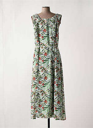 Robe mi-longue imprimé fleurs sans manche vert MD'M femme