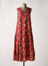 Robe longue imprimé fleurs sans manche rouge AGATHE & LOUISE femme