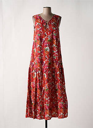 Robe longue imprimé fleurs sans manche rouge AGATHE & LOUISE femme