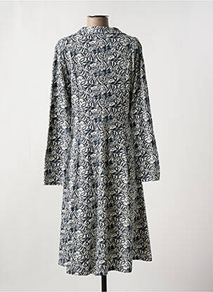 Robe mi-longue imprimé fleurs manches longues blanc KALI YOG femme