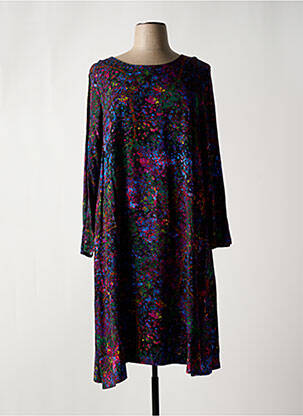 Robe mi-longue imprimé fantaisie manches longues violet MADE IN SENS femme