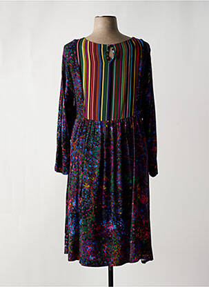 Robe mi-longue imprimé fantaisie manches longues violet MADE IN SENS femme