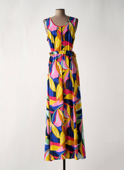 Robe longue imprimé fantaisie sans manche jaune MD'M femme
