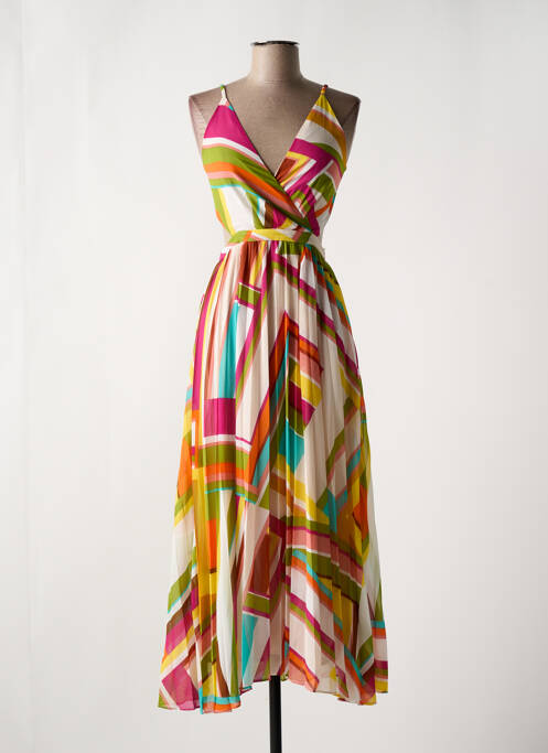 Robe longue manches bretelles ajustables sans manche jaune SUNCOO femme