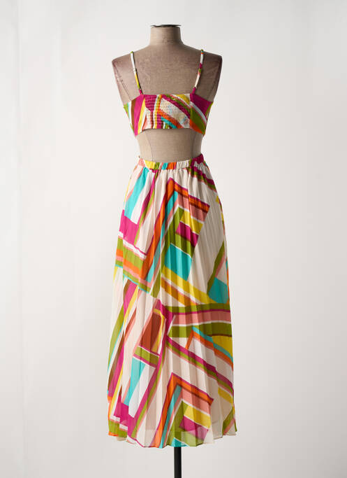 Robe longue manches bretelles ajustables sans manche jaune SUNCOO femme