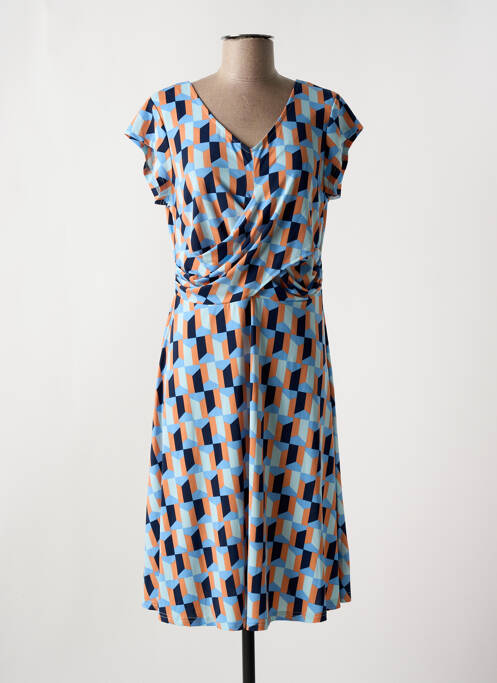 Robe mi-longue imprimé fantaisie manches courtes bleu MD'M femme