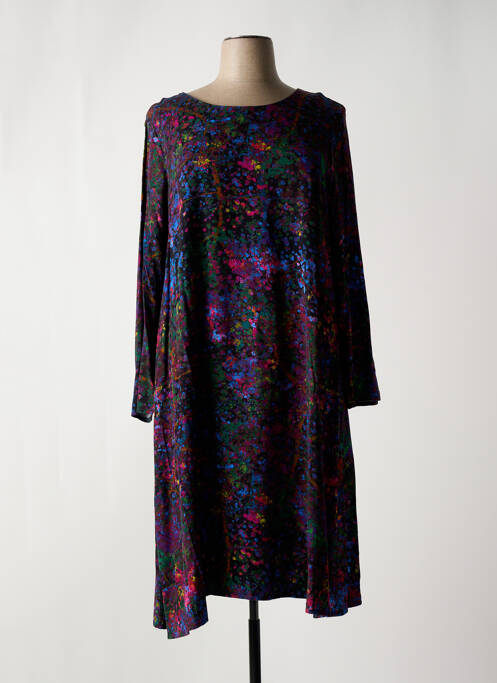 Robe mi-longue imprimé fantaisie manches longues violet MADE IN SENS femme
