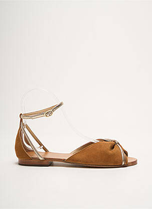 Sandales/nu pieds chiquet talon plat jusqu'à 3cm marron PETITE MENDIGOTE femme