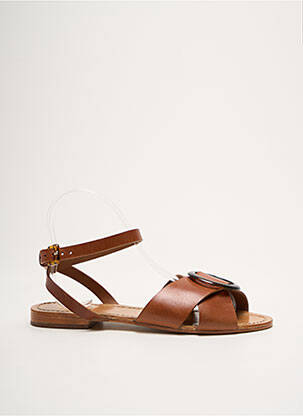 Sandales/nu pieds chiquet talon plat jusqu'à 3cm marron PETITE MENDIGOTE femme