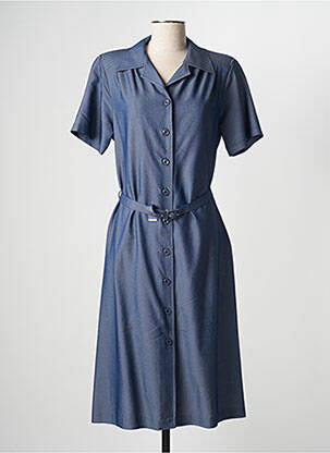 Robe mi-longue manches courtes manches courtes bleu GRIFFON femme
