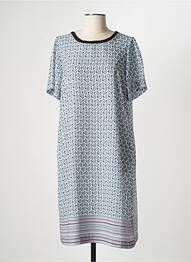 Robe mi-longue imprimé fantaisie manches courtes bleu THEL ELEGANCE femme