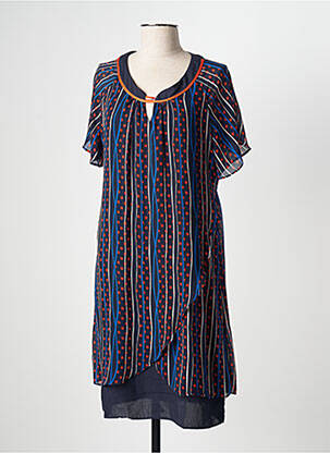 Robe courte coupe fluide manches courtes bleu S.QUISE femme