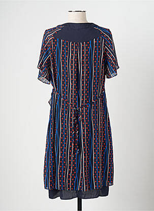 Robe courte coupe fluide manches courtes bleu S.QUISE femme