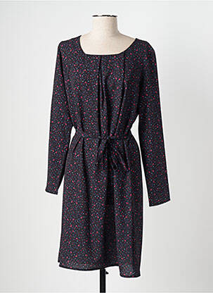 Robe mi-longue coupe fluide manches longues noir THEL ELEGANCE femme