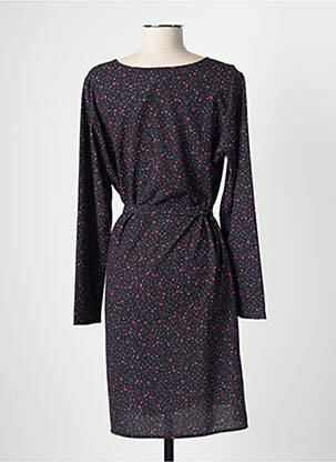 Robe mi-longue coupe fluide manches longues noir THEL ELEGANCE femme