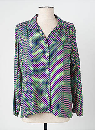Chemisier imprimé fantaisie manches longues bleu GRIFFON femme