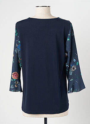 Blouse imprimé fantaisie manches 3/4 bleu THEL ELEGANCE femme