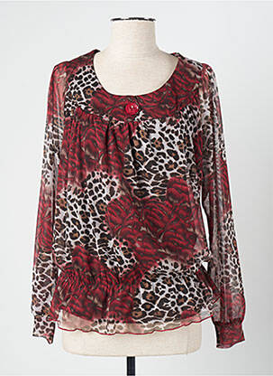 Top imprimé fantaisie manches longues rouge THEL ELEGANCE femme