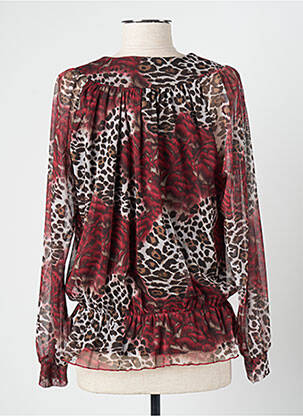 Top imprimé fantaisie manches longues rouge THEL ELEGANCE femme