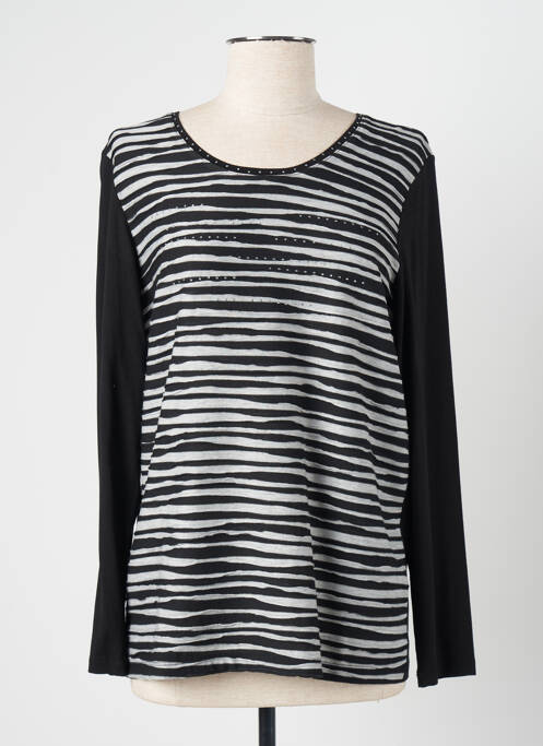 Top imprimé fantaisie manches longues noir GRIFFON femme