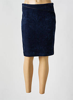 Jupe mi-longue coupe droite bleu PLURIELLES femme