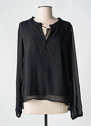 Blouse col rond manches longues noir COMMA, femme