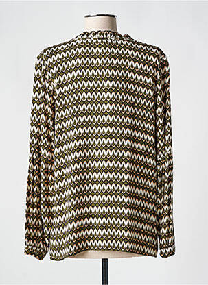 Blouse tissage popeline manches longues vert MORE & MORE femme