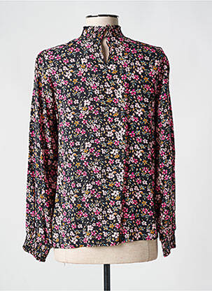 Blouse tissage popeline manches longues noir MORE & MORE femme