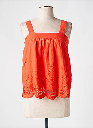 Top col carré sans manche orange MD'M femme