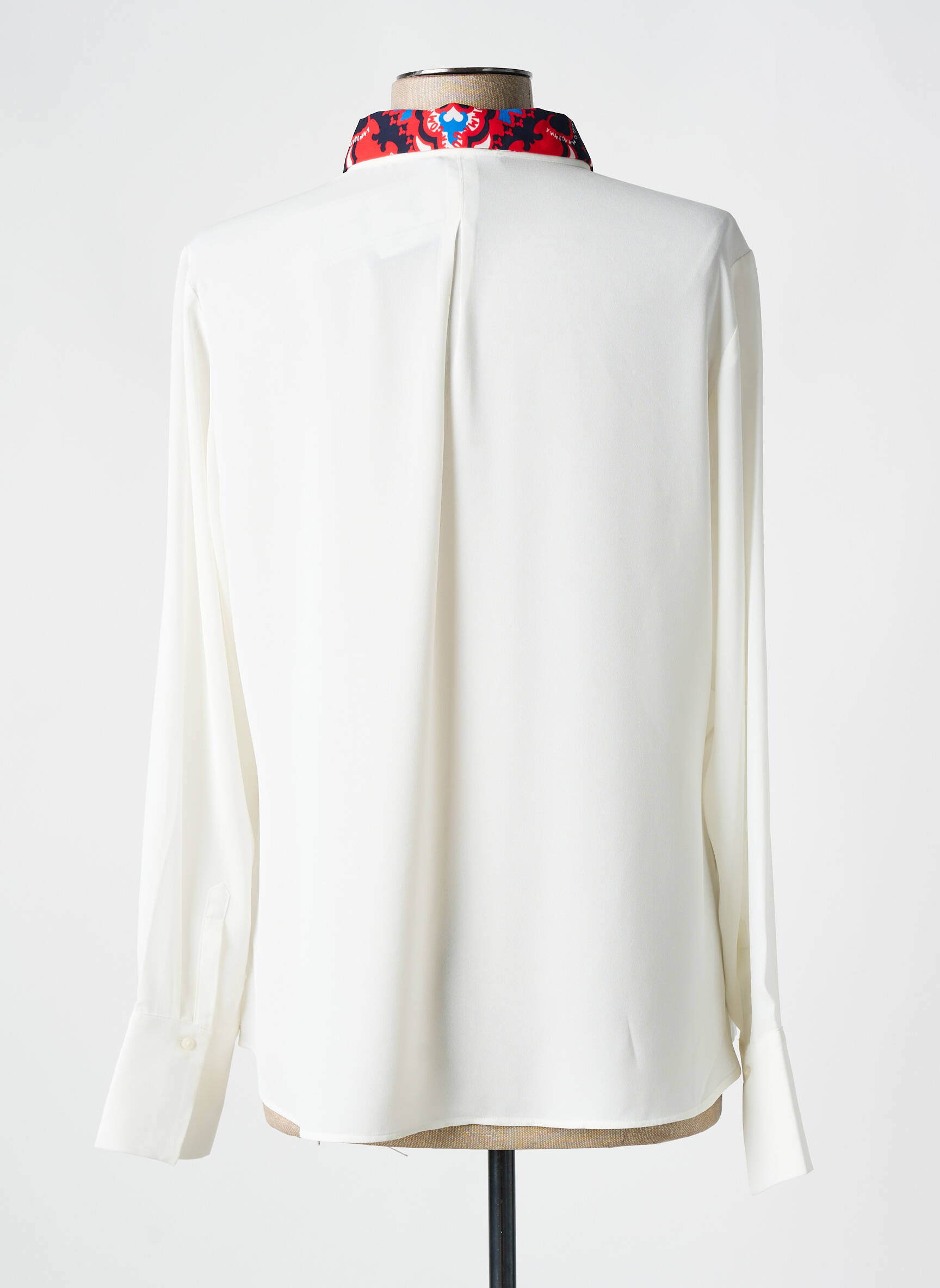 Chemisier femme en Twill blanc à col droit ouvert