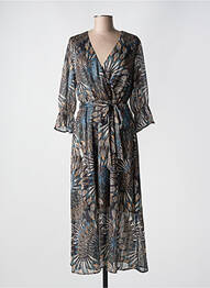 Robe longue imprimé fantaisie manches 3/4 vert IT HIPPIE femme