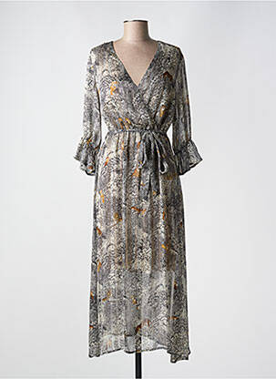 Robe longue imprimé fantaisie manches 3/4 noir IT HIPPIE femme