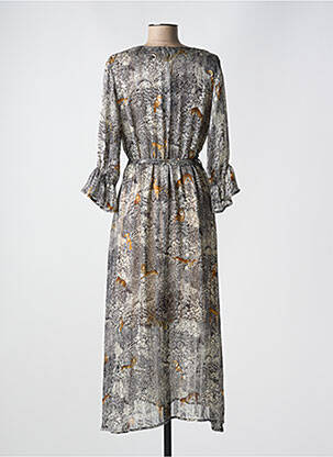 Robe longue imprimé fantaisie manches 3/4 noir IT HIPPIE femme
