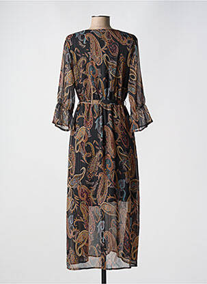 Robe longue imprimé fantaisie manches 3/4 marron IT HIPPIE femme
